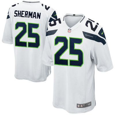 Mens Seattle Seahawks #25 Richard Sherman White Game Jersey