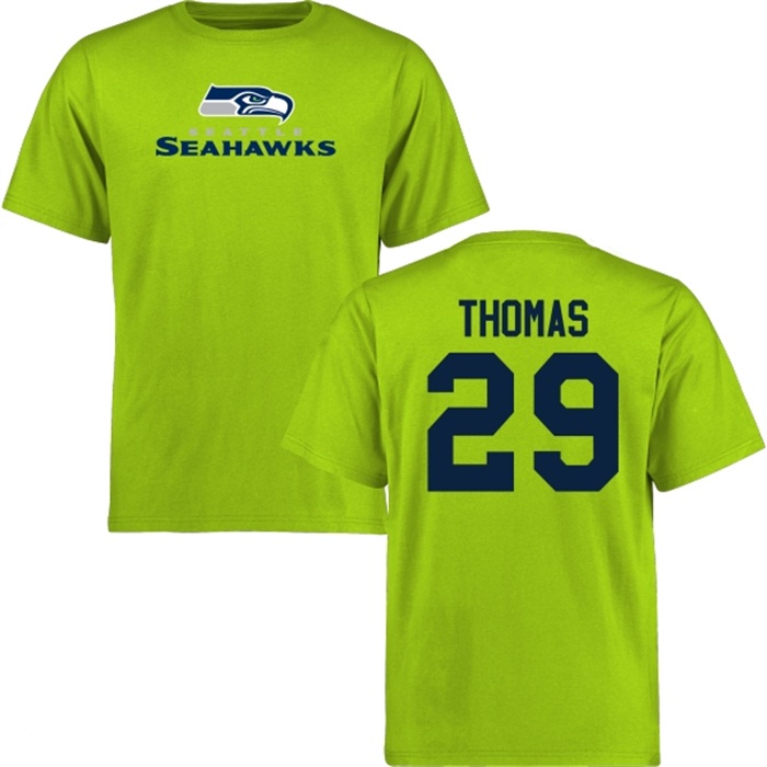 Seattle Seahawks #29 Earl Thomas Green Name & Number Wordmark T-shirt