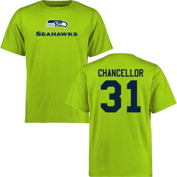 Seattle Seahawks #31 Kam Chancellor Green Name & Number Wordmark T-shirt