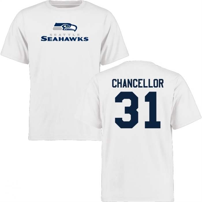 Seattle Seahawks #31 Kam Chancellor White Name & Number Wordmark T-shirt