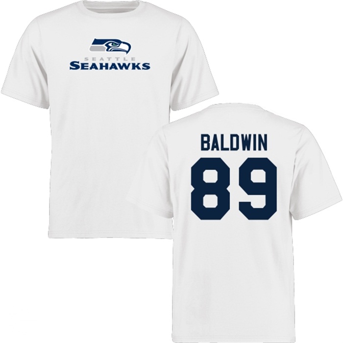 Seattle Seahawks #89 Doug Baldwin White Name & Number Wordmark T-shirt