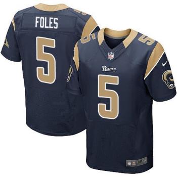 Mens St. Louis Rams #5 Nick Foles Nike Navy Blue Elite Jersey