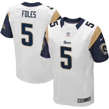 Mens St. Louis Rams #5 Nick Foles Nike White Elite Jersey