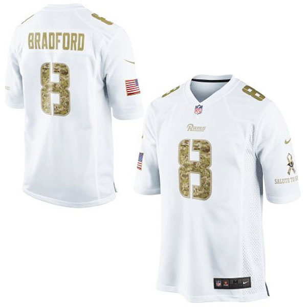 Mens St. Louis Rams Sam Bradford Nike White Salute To Service Jersey