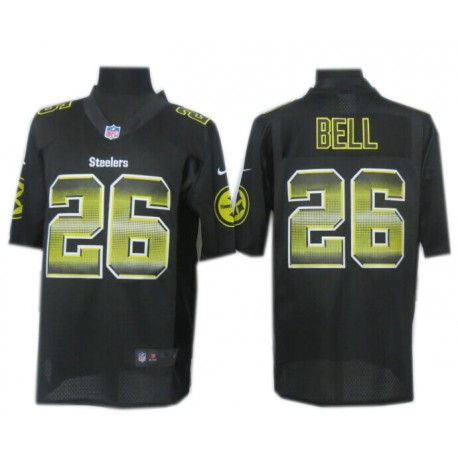 Pittsburgh Steelers #26 Le'Veon Bell Black Fashion Strobe Jersey