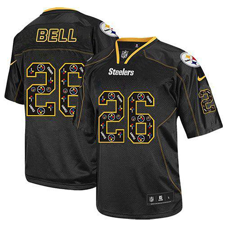 NFL Pittsburgh Steelers Logo #26 Le'Veon Bell Lights Out Elite Black Jersey