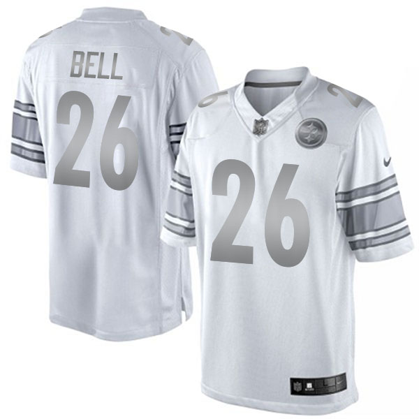 Men's Pittsburgh Steelers #26 Le'Veon Bell White Platinum Limited Jersey