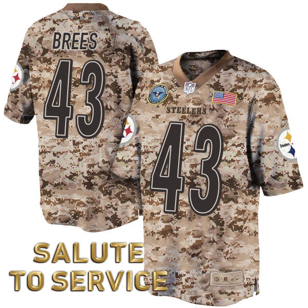 Pittsburgh Steelers #43 Troy Polamalu Salute to Service Digital Camo Jersey