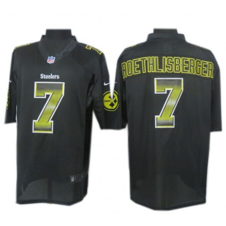 Pittsburgh Steelers #7 Ben Roethlisberger Black Fashion Strobe Jersey