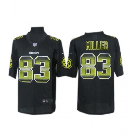 Pittsburgh Steelers #83 Heath Miller Black Fashion Strobe Jersey