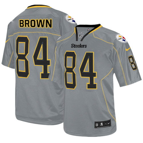 Men's Pittsburgh Steelers #84 Antonio Brown Grey Lights Out Jersey