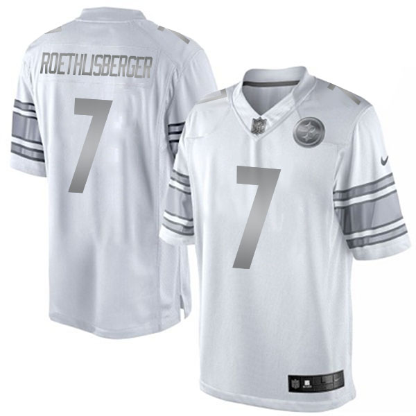 Men's Pittsburgh Steelers #7 Ben Roethlisberger White Platinum Limited Jersey