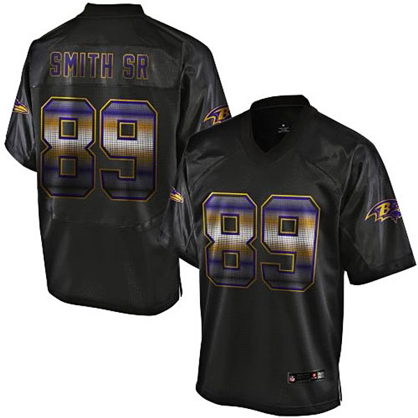 Mens Baltimore Ravens #89 Steve Smith Sr Pro Line Black Strobe Jersey