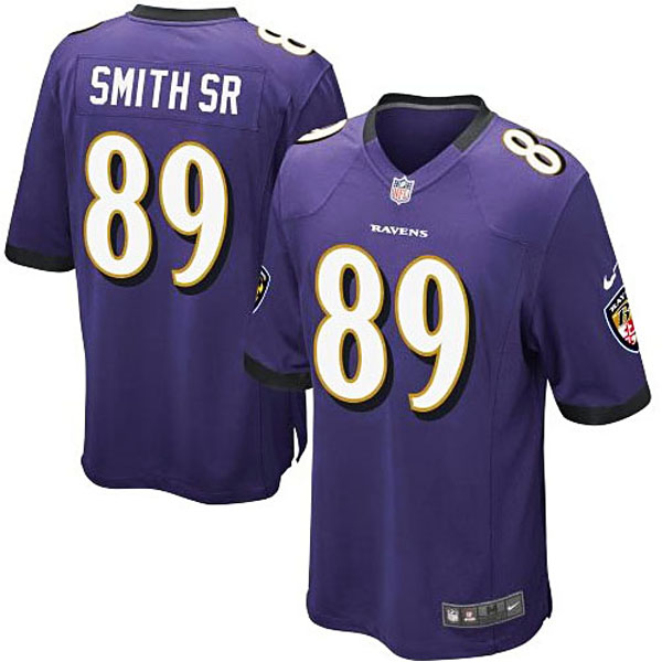 Mens Baltimore Ravens #89 Steve Smith Sr Nike Purple Game Jersey