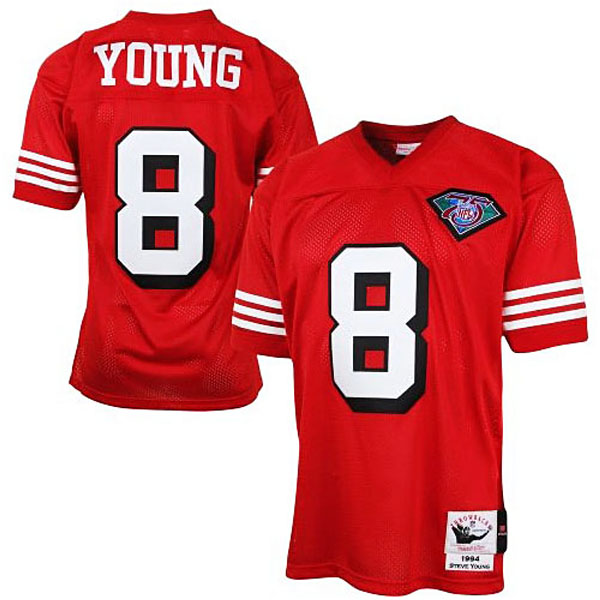 Mens San Francisco 49ers #8 Steve Young Mitchell & Ness Authentic Throwback Jersey