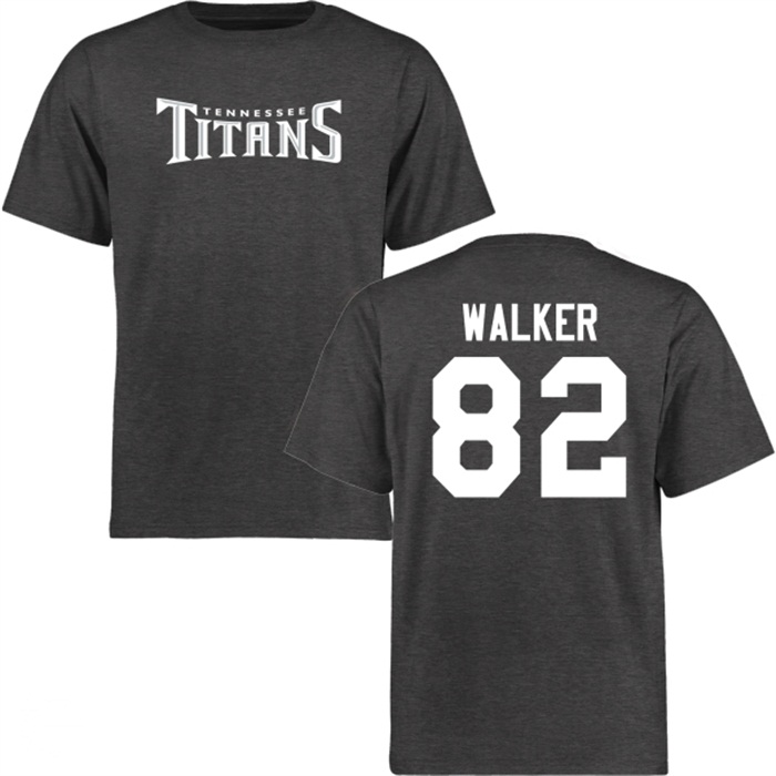 Tennessee Titans #82 Delanie Walker Charcoal Name & Number Wordmark T-shirt