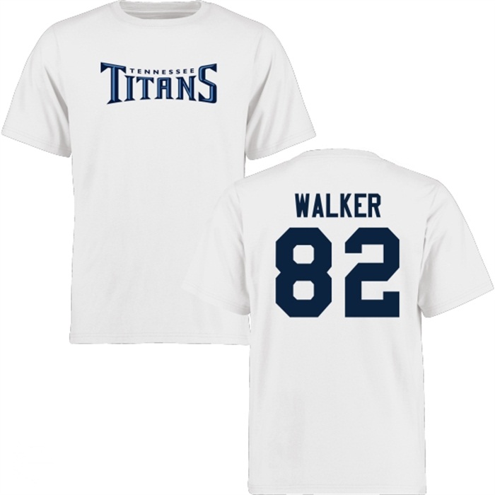 Tennessee Titans #82 Delanie Walker White Name & Number Wordmark T-shirt