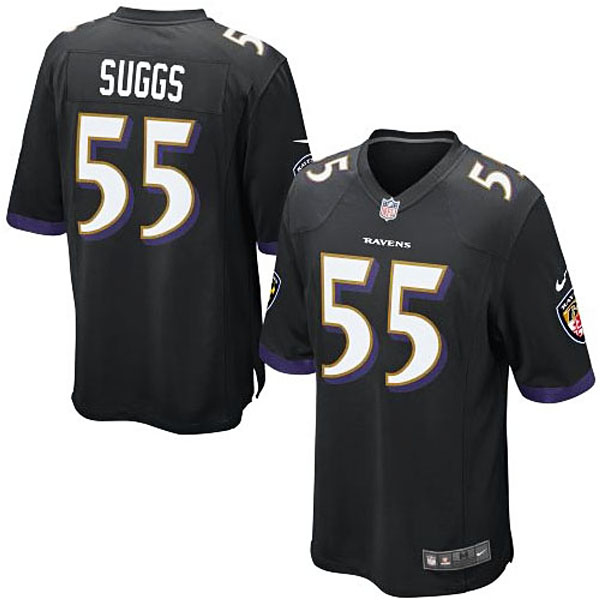 Mens Baltimore Ravens #55 Terrell Suggs Nike Black Game Jersey