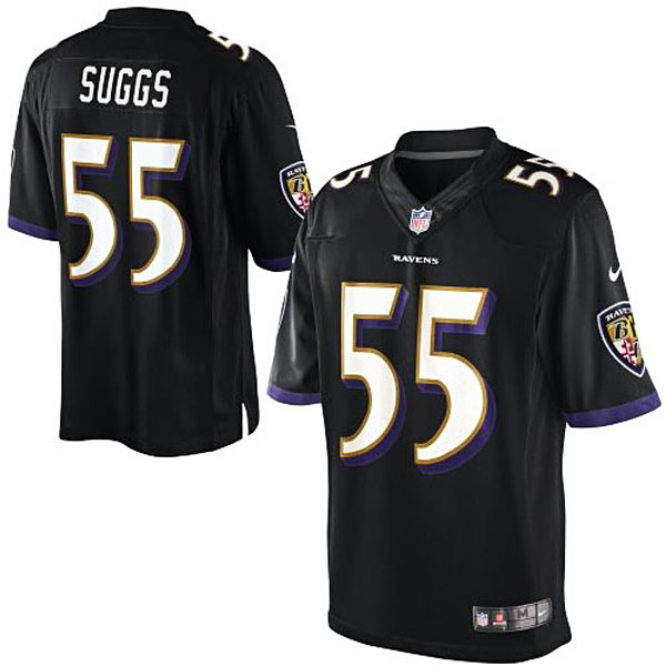 Mens Baltimore Ravens #55 Terrell Suggs Nike Black Limited Jersey