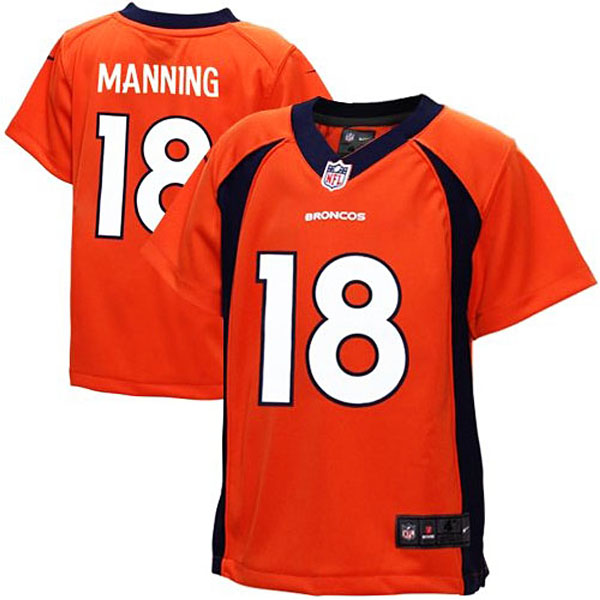 Toddler Denver Broncos #18 Peyton Manning Nike Orange Game Jersey