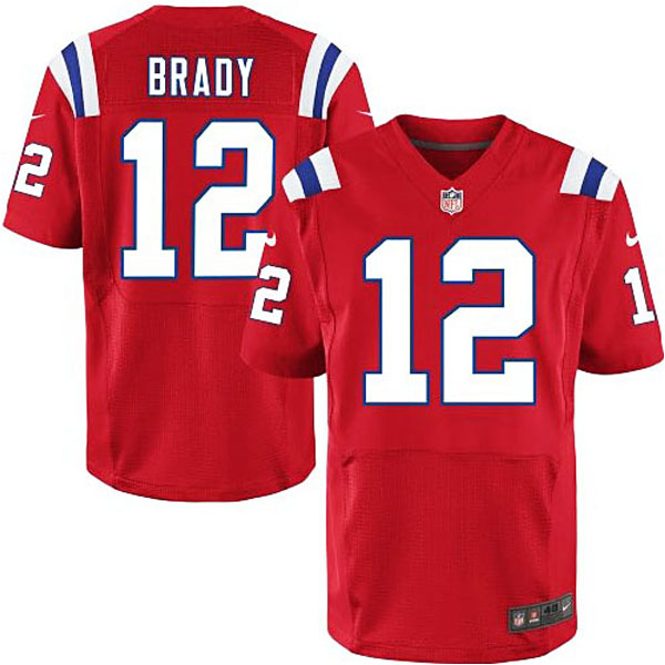 Mens New England Patriots #12 Tom Brady Nike Red Elite Jersey