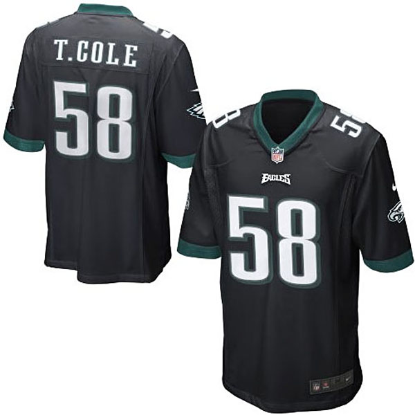 Mens Philadelphia Eagles #58 Trent Cole Nike Black Alternate Game Jersey