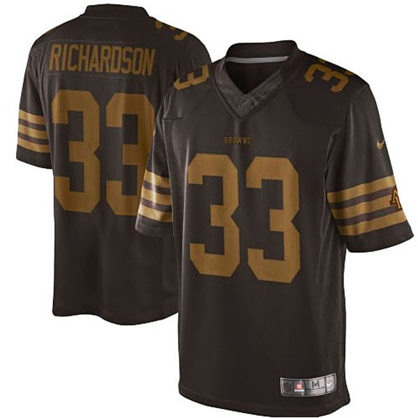 Mens Cleveland Browns #33 Trent Richardson Nike Brown Drenched Limited Jersey