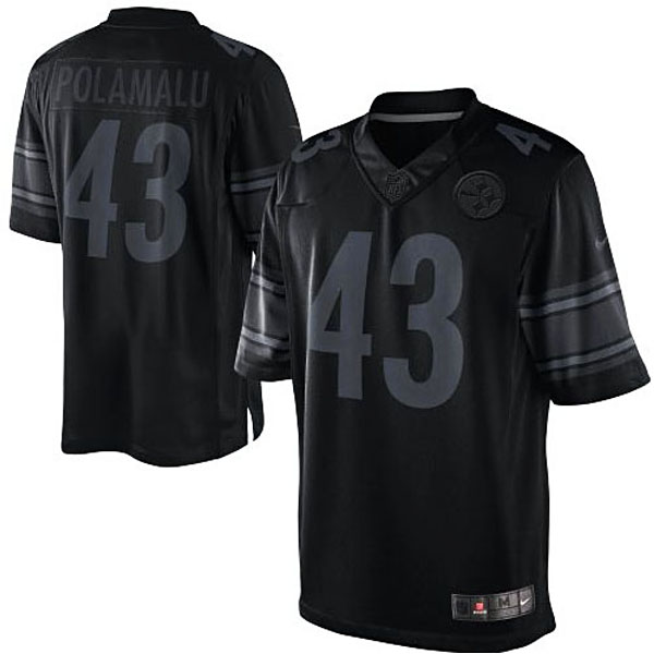 Mens Pittsburgh Steelers #43 Troy Polamalu Nike Black Drenched Limited Jersey