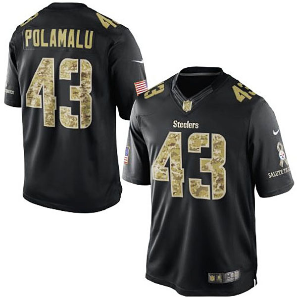 Men's Pittsburgh Steelers #43 Troy Polamalu Nike Black Salute To Service Jersey