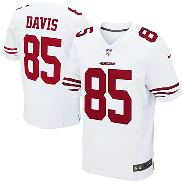 Mens San Francisco 49ers #85 Vernon Davis Nike White Elite Jersey