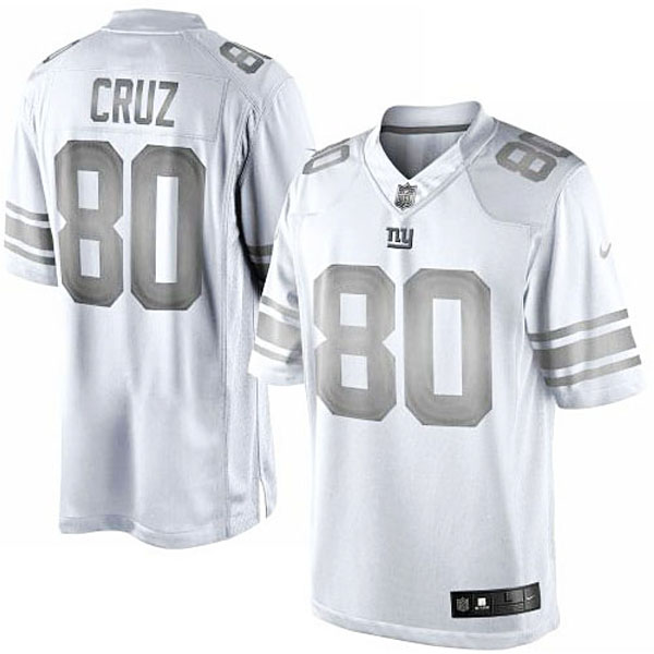 Men's New York Giants #80 Victor Cruz Nike White Platinum Limited Jersey