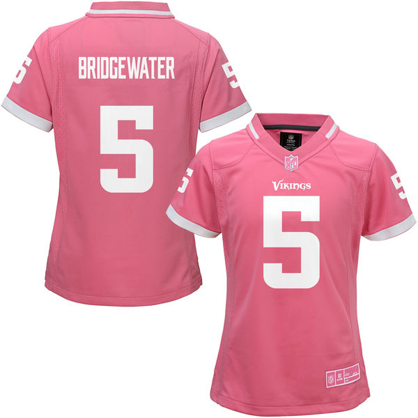 Women's Minnesota Vikings #5 Teddy Bridgewater Pink Bubble Gum Jersey