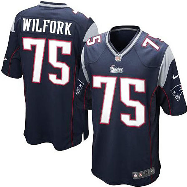 Mens New England Patriots #75 Vince Wilfork Nike Navy Blue Game Jersey