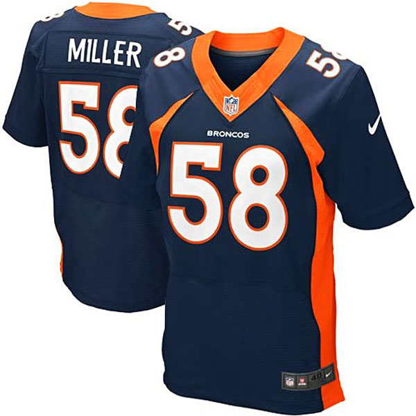 Mens Denver Broncos #58 Von Miller Nike Navy Blue Elite Jersey