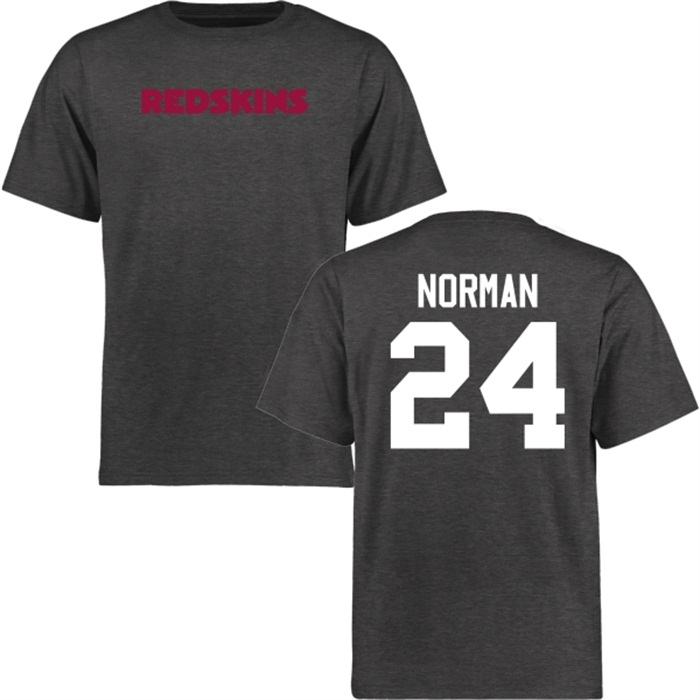 Washington Redskins #24 Josh Norman Charcoal Name & Number Wordmark T-shirt