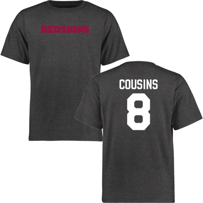 Washington Redskins #8 Kirk Cousins Charcoal Name & Number Wordmark T-shirt