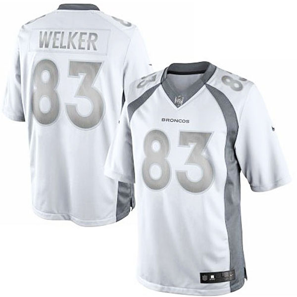 Men's Denver Broncos #83 Wes Welker Nike White Platinum Limited Jersey