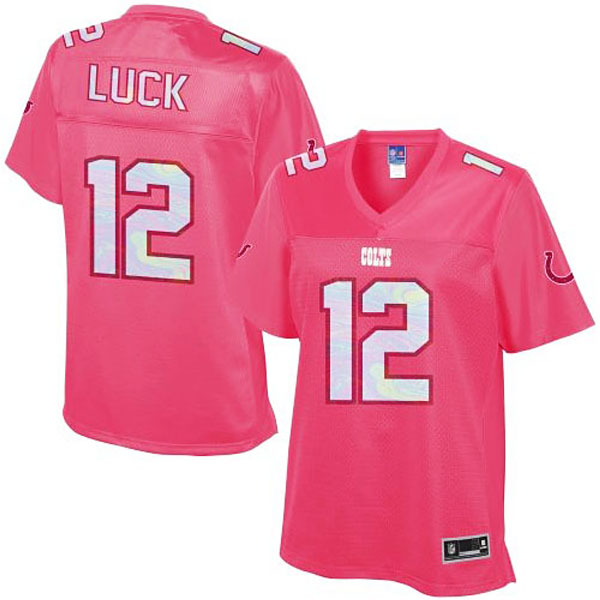 Women's Indianapolis Colts #12 Andrew Luck Pro Line Pink Jersey