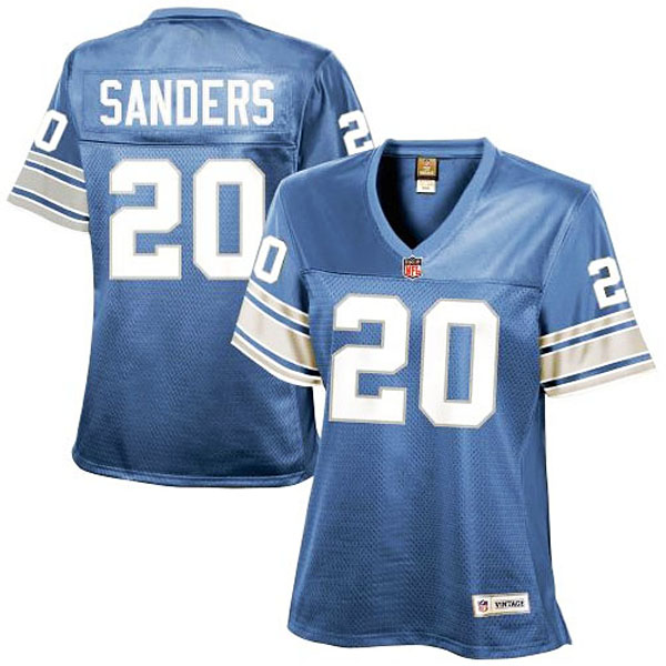 Women's Detroit Lions #20 Barry Sanders Light Blue Retired Player Jersey