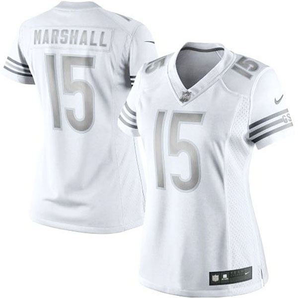 Women's Chicago Bears #15 Brandon Marshall Nike White Platinum Jersey