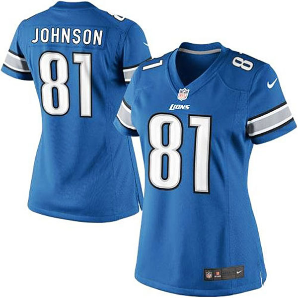 Women's Detroit Lions #81 Calvin Johnson Nike Light Blue Limited Jersey