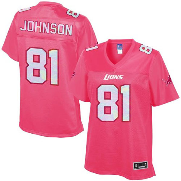 Women's Detroit Lions #81 Calvin Johnson Pro Line Pink Jersey