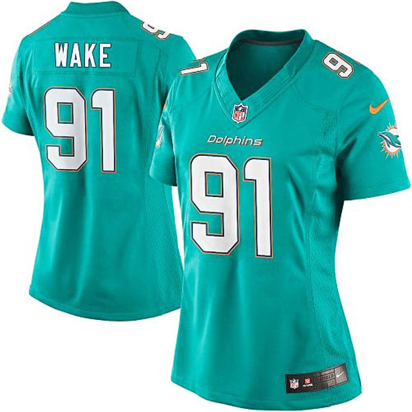 Women's Miami Dolphins #91 Cameron Wake Nike Aqua Limited Jersey