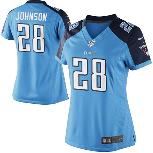 Women's Tennessee Titans #28 Chris Johnson Nike Light Blue Limited Jersey