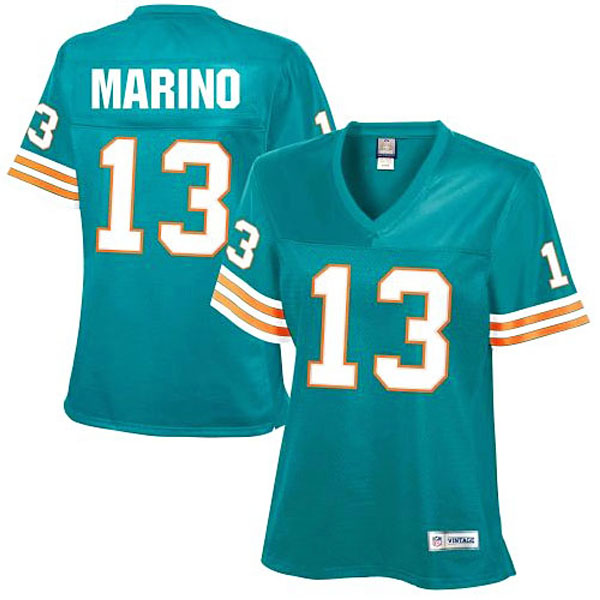 Women's Miami Dolphins #13 Dan Marino Aqua Retired Player Jersey