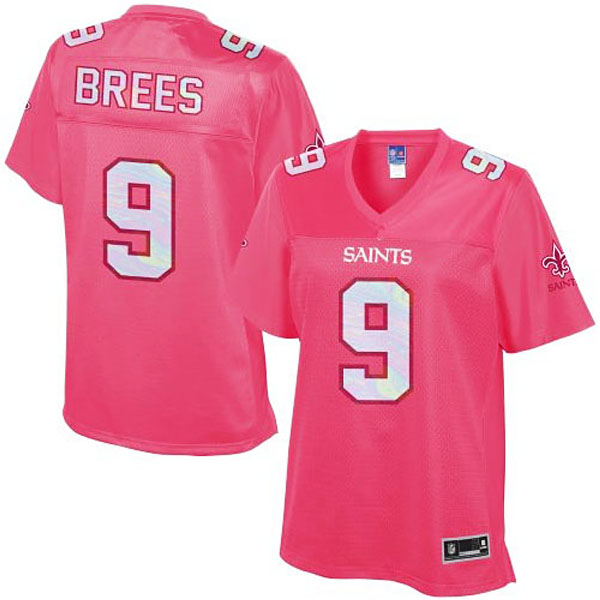 Women's New Orleans Saints #9 Drew Brees Pro Line Pink Jersey