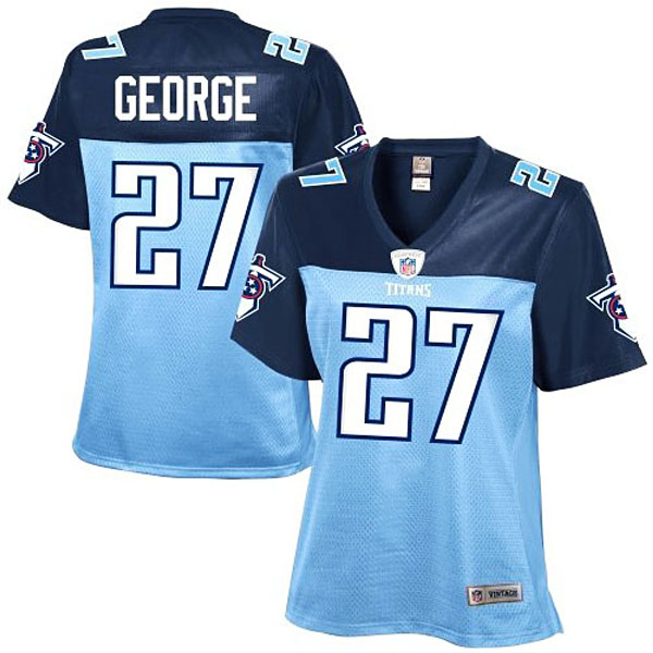 Women's Tennessee Titans #27 Eddie George Light Blue Retired Player Jersey