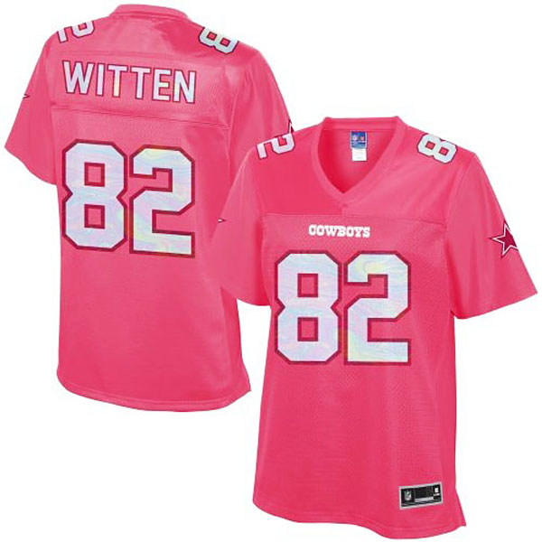 Women's Dallas Cowboys #82 Jason Witten Pro Line Pink Jersey