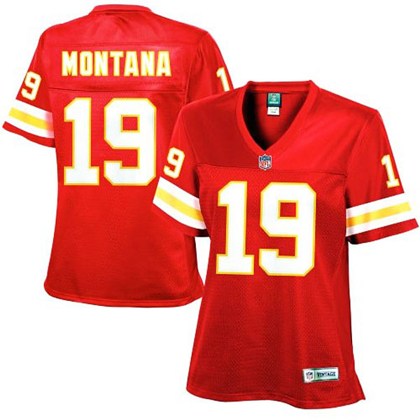 Women's Kansas City Chiefs #19 Joe Montana Red Retired Player Jersey