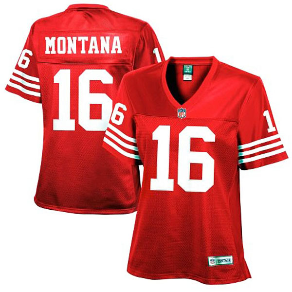 Women's San Francisco 49ers #16 Joe Montana Scarlet Retired Player Jersey